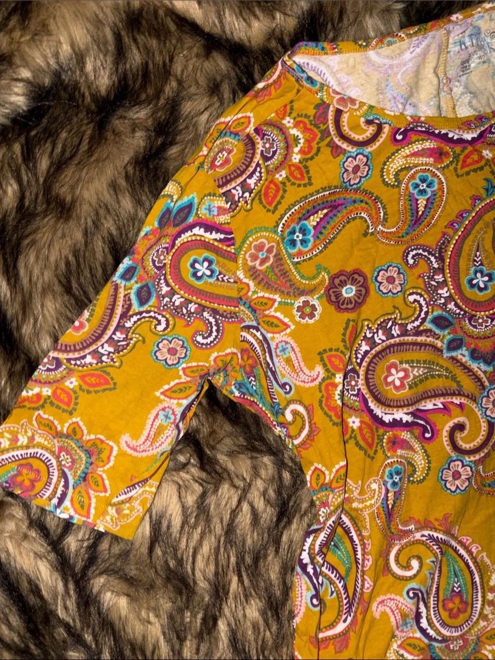 Terra & Sky Women's Colorful Paisley Short Sleeve Boho Casual Top Size 2X